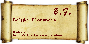 Bolyki Florencia névjegykártya